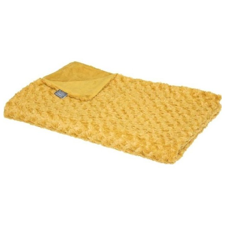 Plaid fourrure bouclée - 120 x 160 cm - Ocre