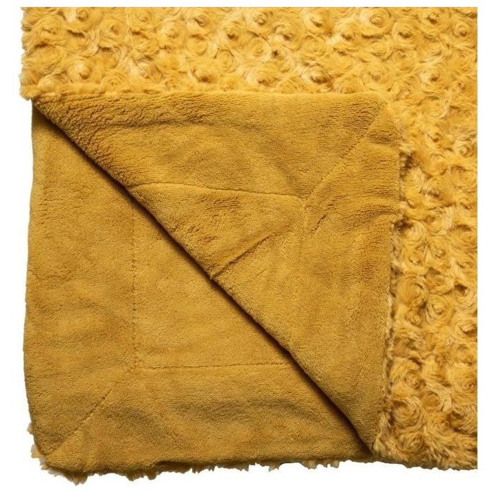 Plaid fourrure bouclée - 120 x 160 cm - Ocre