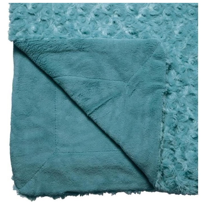 Plaid fourrure bouclée - 120 x 160 cm - Bleu orage