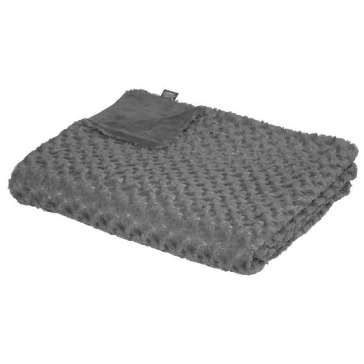 Plaid fourrure bouclée - 180 x 230 cm - Gris ardoise