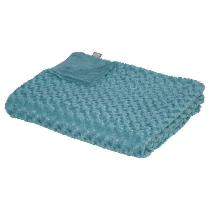 Plaid fourrure bouclée - 180 x 230 cm - Bleu orage
