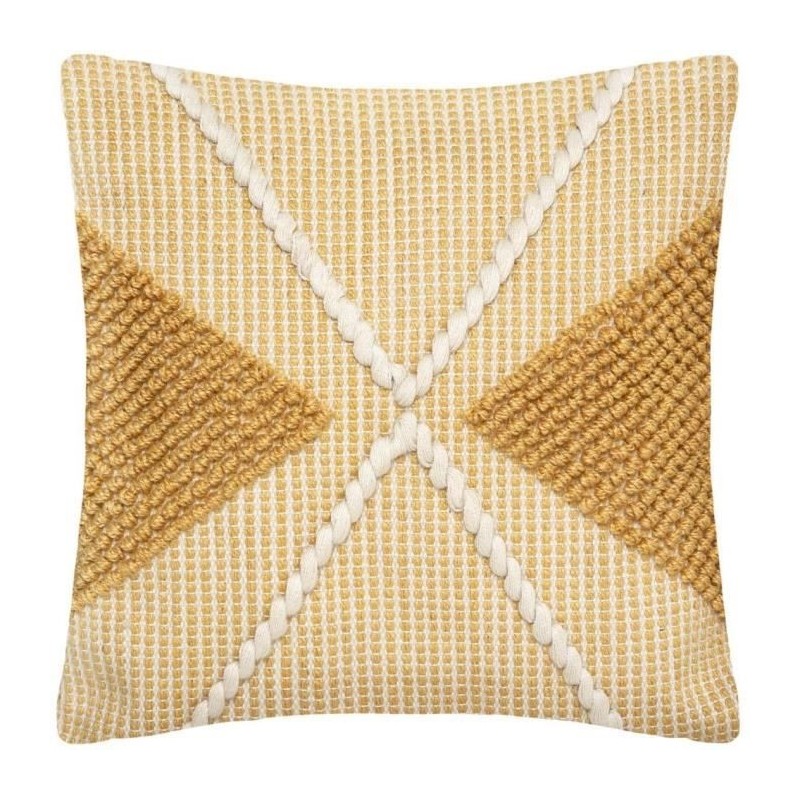 Coussin recycle Row - 45 x 45 cm - Ocre