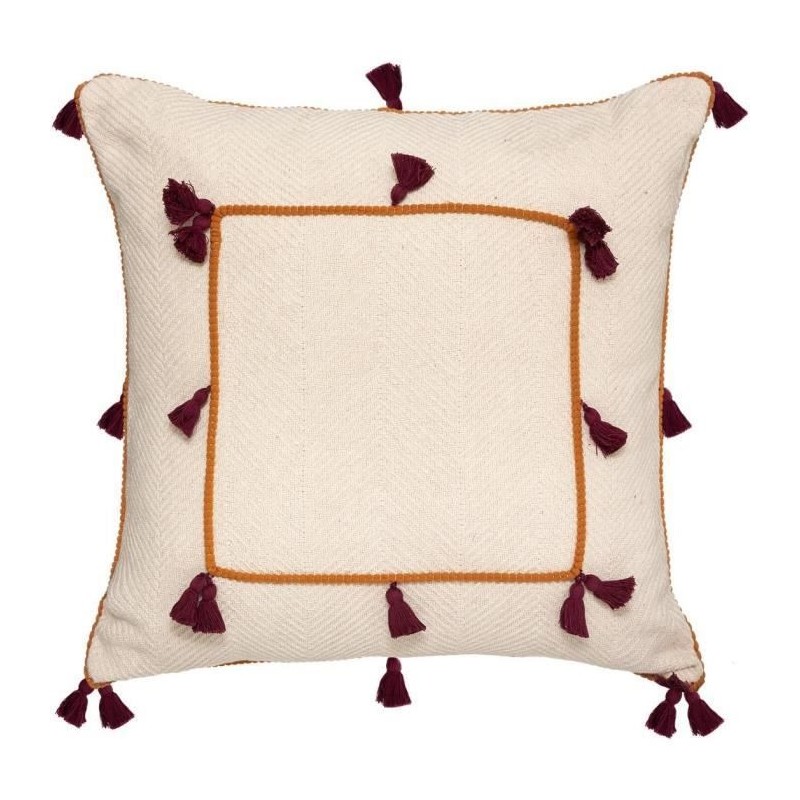 Coussin Coton a pompons Nam - 50 x 50 cm