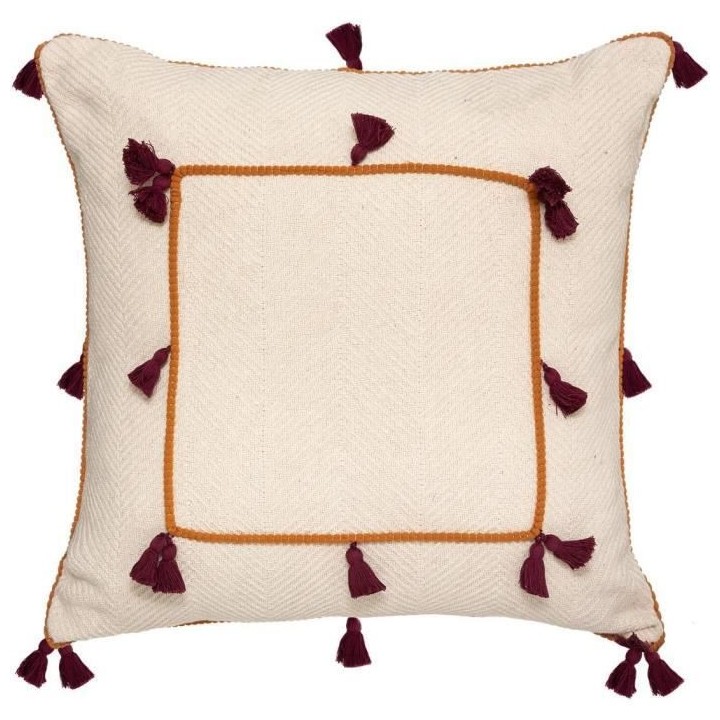 Coussin Coton a pompons Nam - 50 x 50 cm
