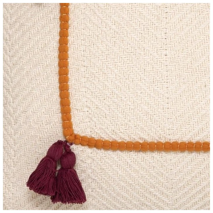 Coussin Coton a pompons Nam - 50 x 50 cm