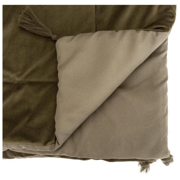 SONIA Edredon velours - 80 x 180 cm - Vert kaki