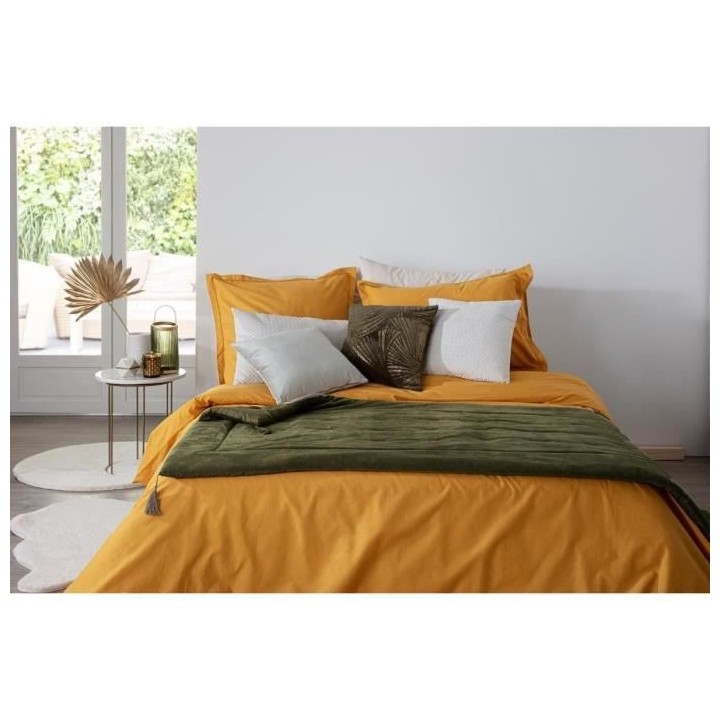 SONIA Edredon velours - 80 x 180 cm - Vert kaki