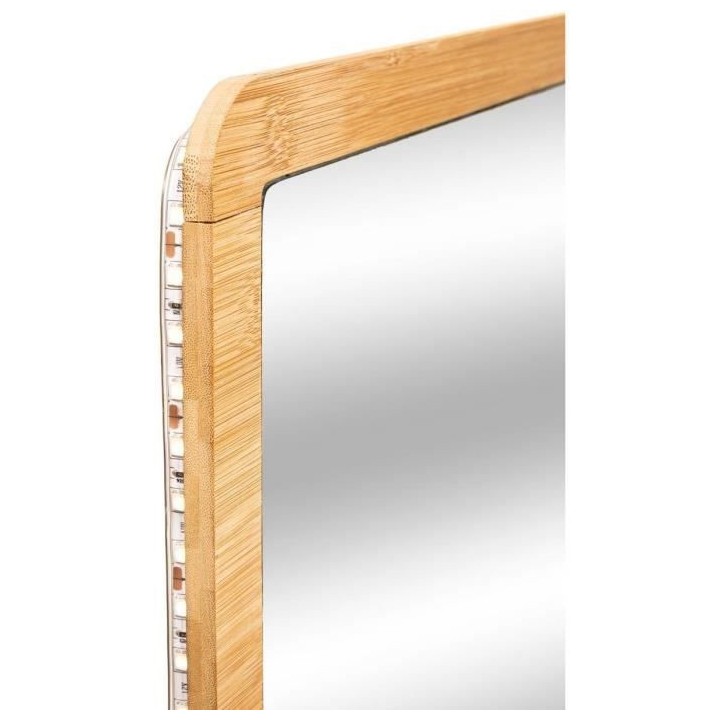 Miroir LED mural - Rectangulaire - Bambou