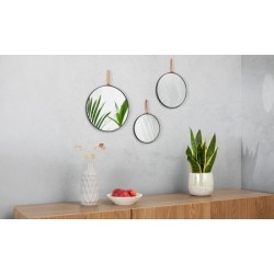 Lot de 3 miroirs rond Lilou - Plastique et polyuréthane - Noir