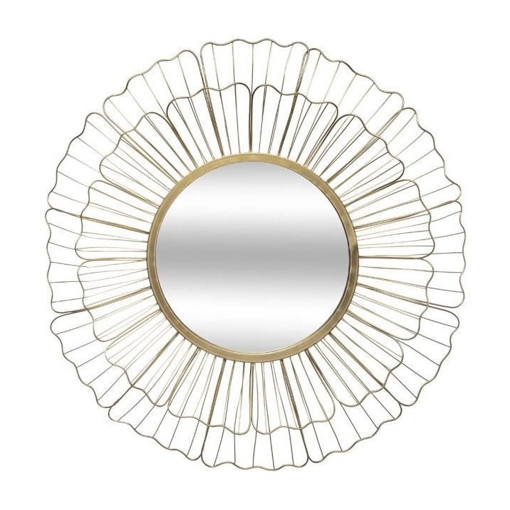 Miroir en forme de fleur rond en métal, verre et MDF - Ø Miroir 30 c