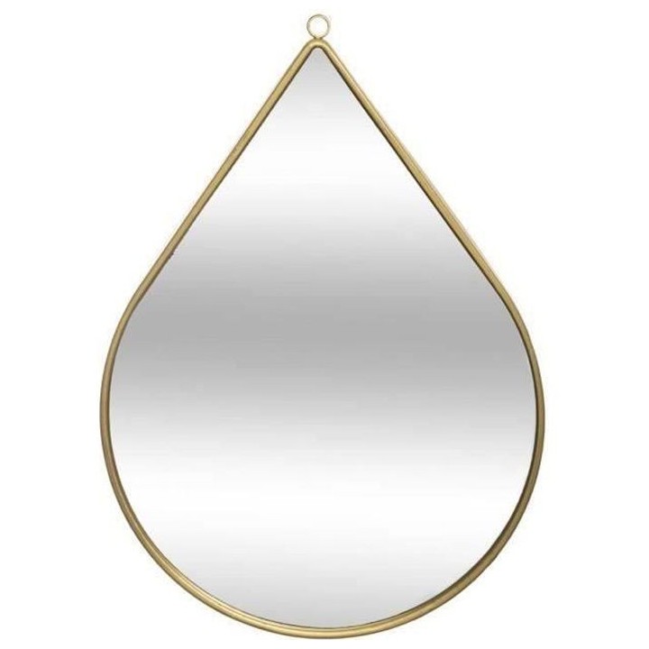 Miroir mural en métal en forme de Goutte - 21 x 29 cm - Doré