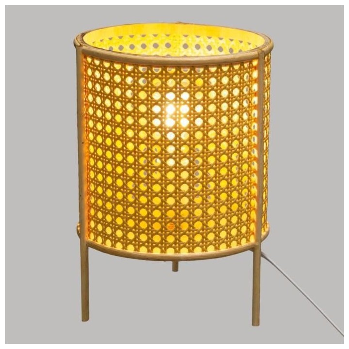 Lampe a poser cannage - H 28 cm - Beige
