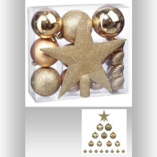 FEERIC LIGHTS & CHRISTMAS Kit de 18 pieces de boules de Noël - Or