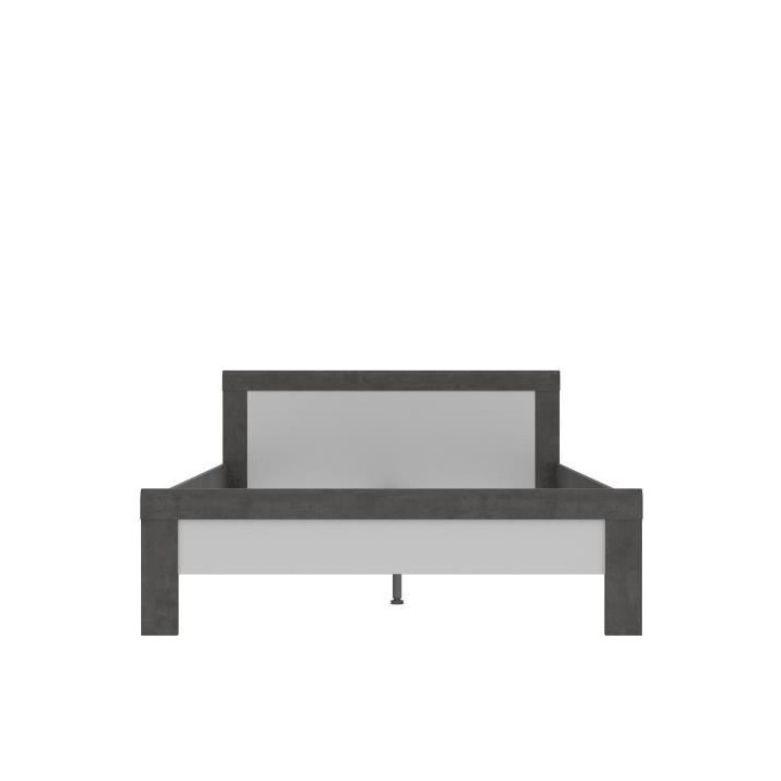 JULIETTA Lit adulte 160x200 cm - Blanc et béton gris foncé - L 205,7