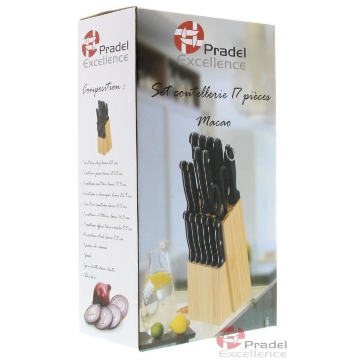 PRADEL EXCELLENCE Bloc en bois 17 pieces MACAO noir, gris et beige