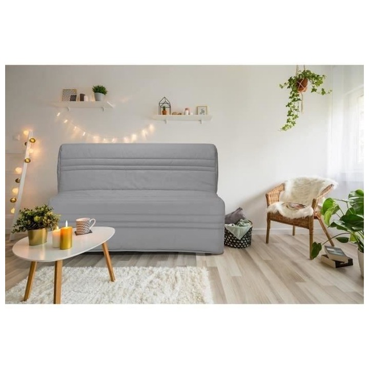 Joe Banquette 3 places BZ - Tissu gris clair - L 143 x P 97 cm