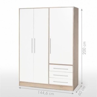 Armoire - Bois aggloméré chene et blanc - Contemporain - Chambre - L