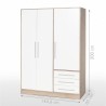 Armoire - Bois aggloméré chene et blanc - Contemporain - Chambre - L 144,6 cm