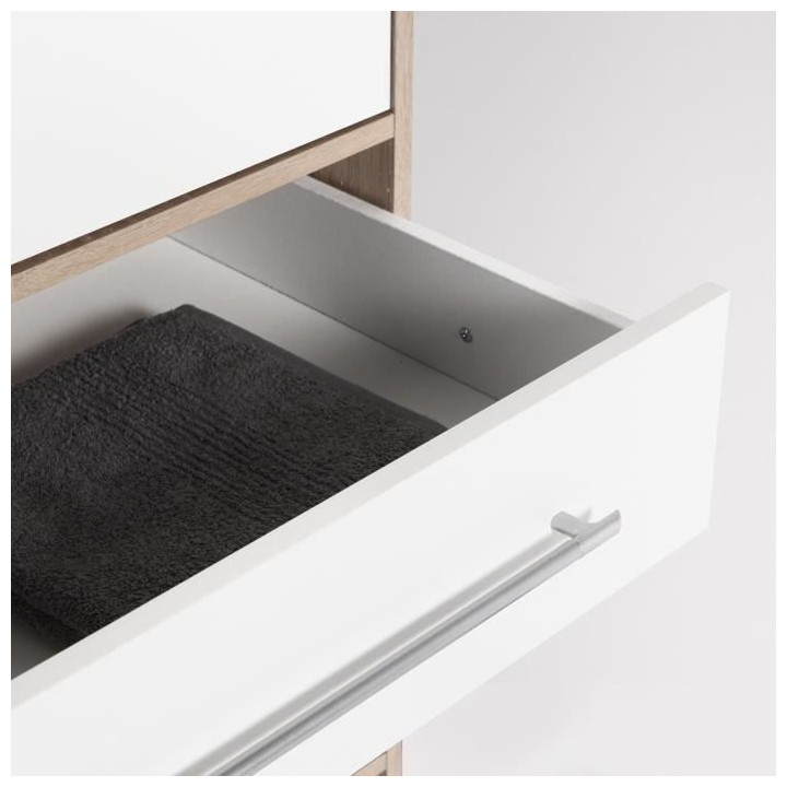 Armoire - Bois aggloméré chene et blanc - Contemporain - Chambre - L