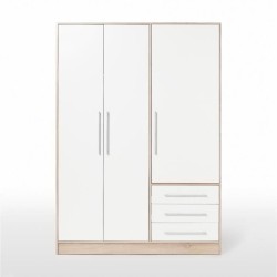 Armoire - Bois aggloméré chene et blanc - Contemporain - Chambre - L 144,6 cm