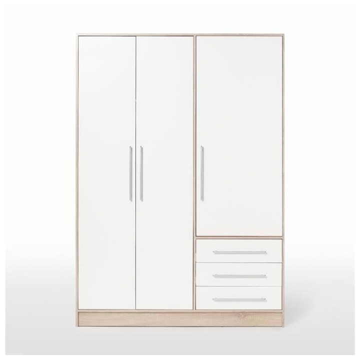 Armoire - Bois aggloméré chene et blanc - Contemporain - Chambre - L