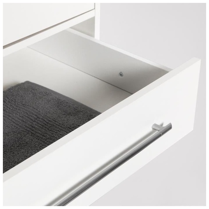 Armoire 3 portes battantes + 3 tiroirs - Bois aggloméré - Blanc - L