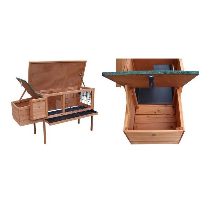 Clapier en bois pour lapin Jules 120x45x70 cm - Pour lapin