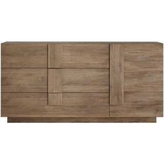 Buffet JULIANA 1 Porte 3 Tiroirs décor Chene mercure - L 182xP44xH90