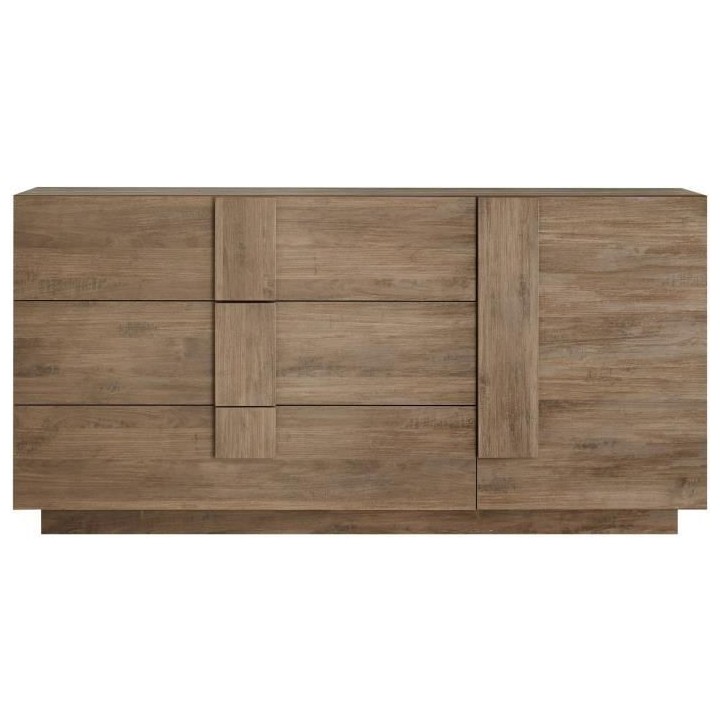 Buffet JULIANA 1 Porte 3 Tiroirs décor Chene mercure - L 182xP44xH90