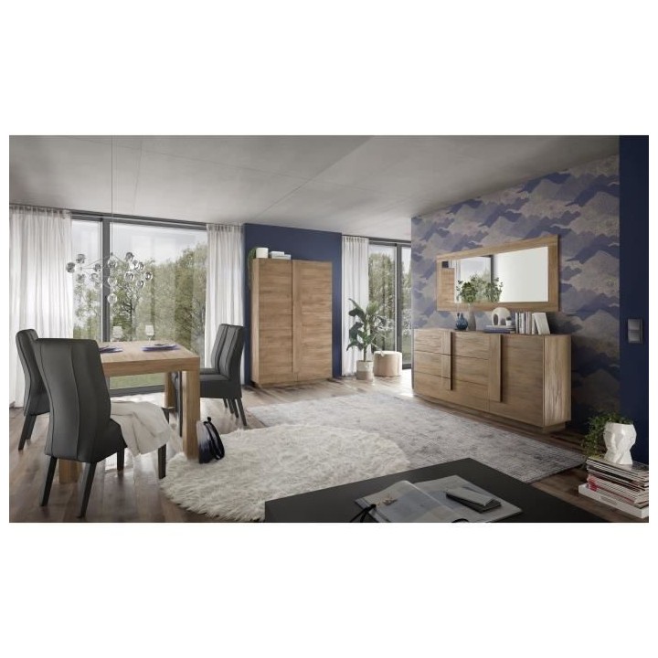 Buffet JULIANA 1 Porte 3 Tiroirs décor Chene mercure - L 182xP44xH90