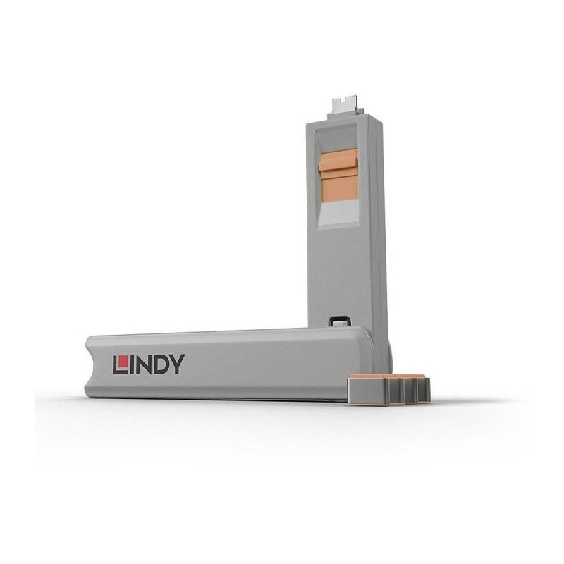 LINDY Kit bloqueur de port USB Type C avec clé et 4 verrous, orange