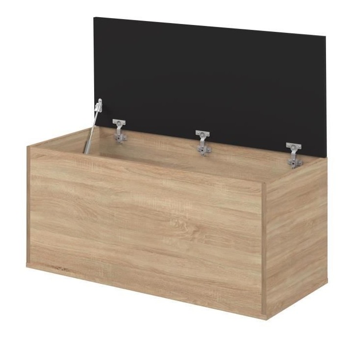 KNIGHT Coffre a chaussures - Décor chene et noir - L 89 x P 39 x H 43