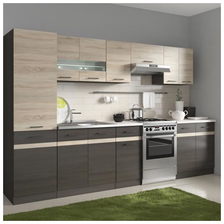 JUNONA Colonne de cuisine L 50 cm - Décor chene Sonoma et Wengé