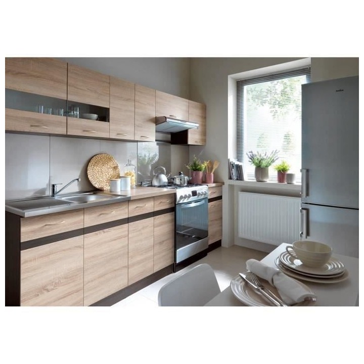 JUNONA Cuisine complete 2m40 avec éclairage LED - 7 éléments - Déc