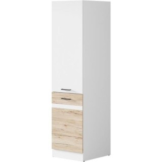 JUNONA Colonne de cuisine L 50 cm - Blanc brillant et décor chene San