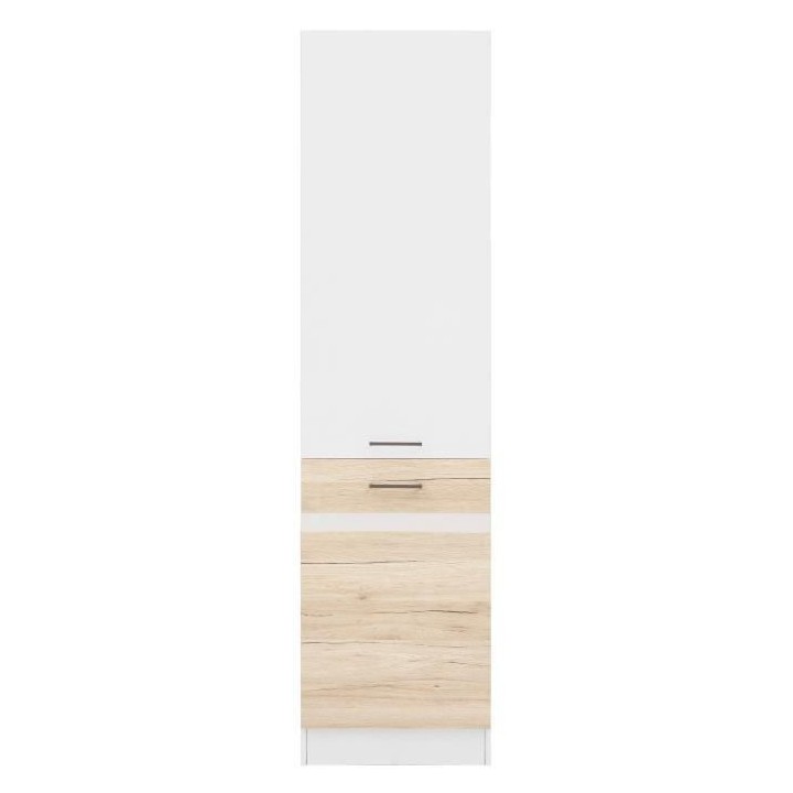 JUNONA Colonne de cuisine L 50 cm - Blanc brillant et décor chene San
