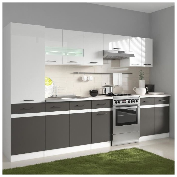 JUNONA Colonne de cuisine L 50 cm - Blanc brillant et gris