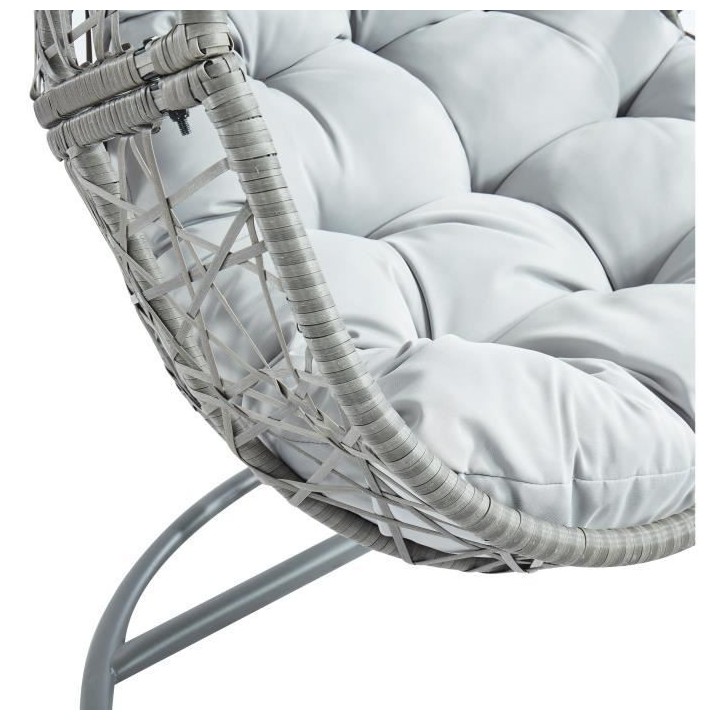 PORTO Fauteuil oeuf suspendu en résine tressée - Coussin en polyeste