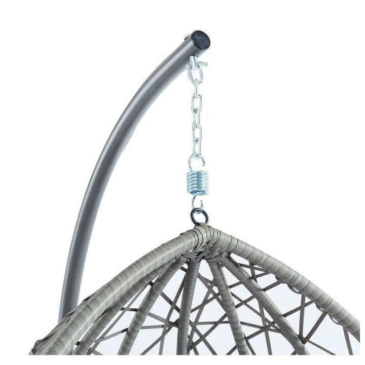 PORTO Fauteuil oeuf suspendu en résine tressée - Coussin en polyeste