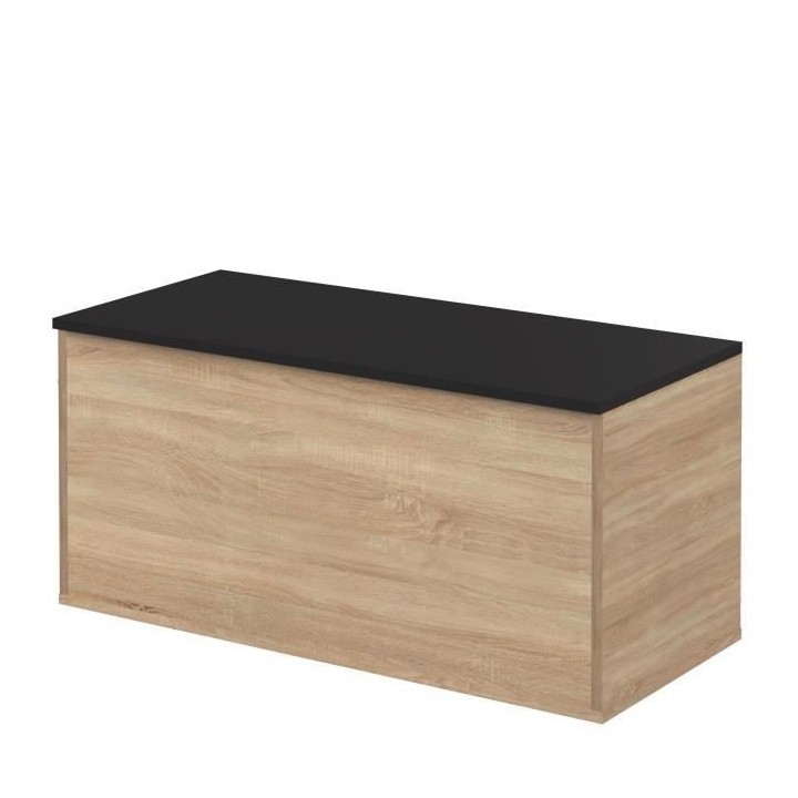 KNIGHT Coffre a chaussures - Décor chene et noir - L 89 x P 39 x H 43