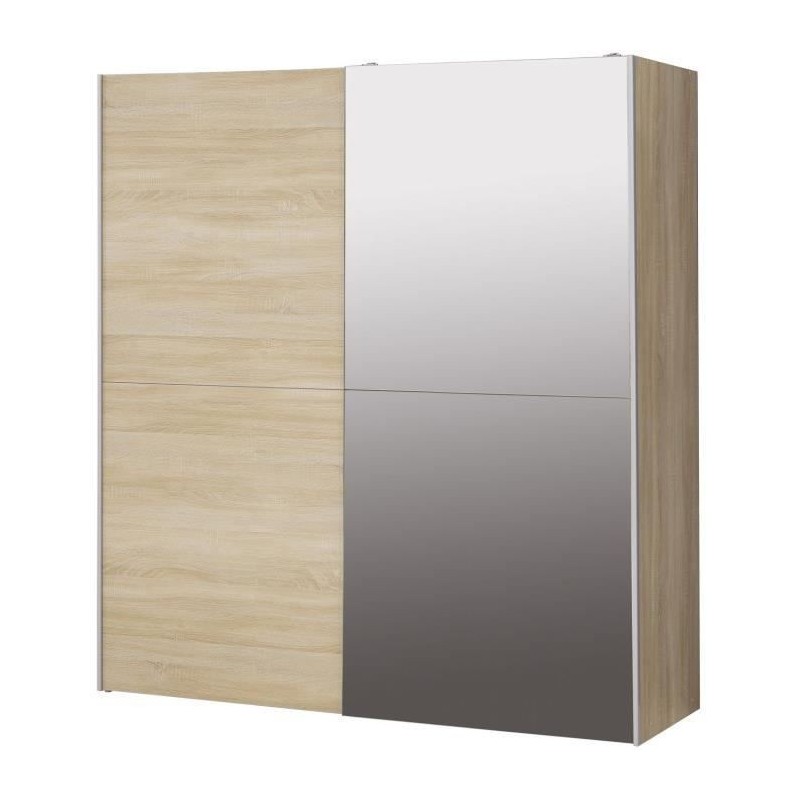 Armoire 2 portes coulissantes avec miroir - Chene sonoma - L 170,3 x P 61,2 x H 190,5 cm - ULOS