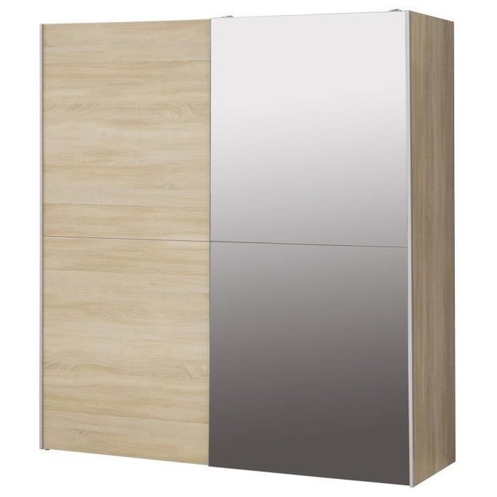 Armoire 2 portes coulissantes avec miroir - Chene sonoma - L 170,3 x P