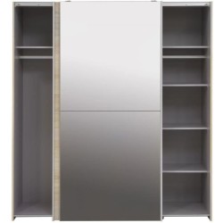 Armoire 2 portes coulissantes avec miroir - Chene sonoma - L 170,3 x P 61,2 x H 190,5 cm - ULOS