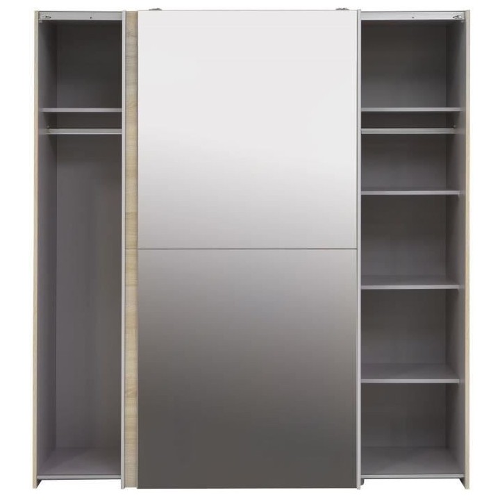 Armoire 2 portes coulissantes avec miroir - Chene sonoma - L 170,3 x P