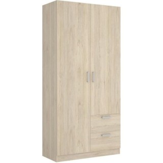 Armoire en panneaux de particules - Décor chene - 2 portes + 2 tiroir