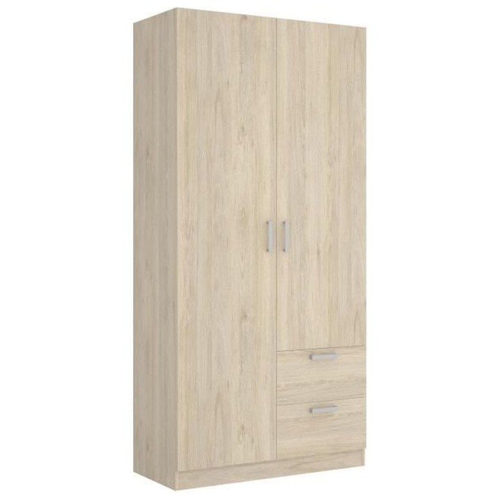 Armoire en panneaux de particules - Décor chene - 2 portes + 2 tiroir