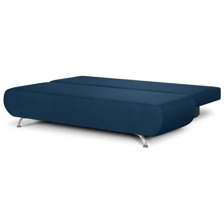 Banquette convertible avec le coffre - Tissu bleu denim et bleu chiné