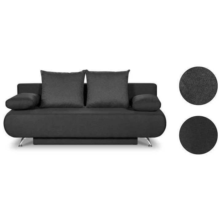 Banquette convertible avec le coffre - Tissu graphite - L210 x P92 x H
