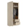 Armoire en panneaux de particules - Décor chene - 2 portes + 2 tiroirs - Style Essentiel - Chambre - L 100 x P 52 x H 215 cm