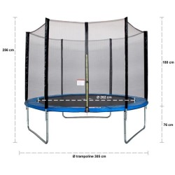 Trampoline Ø 300 cm Bleu MAXI ECO - KANGUI - Avec Filet, Echelle, Couverture de Protection